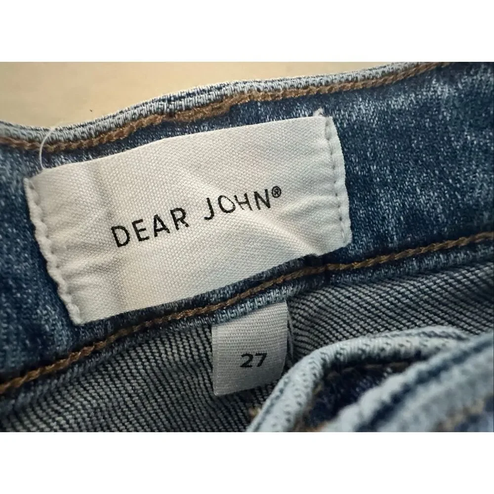 Dear John Aiden Slim Girlfriend Light Wash Distressed Jeans Size 27
